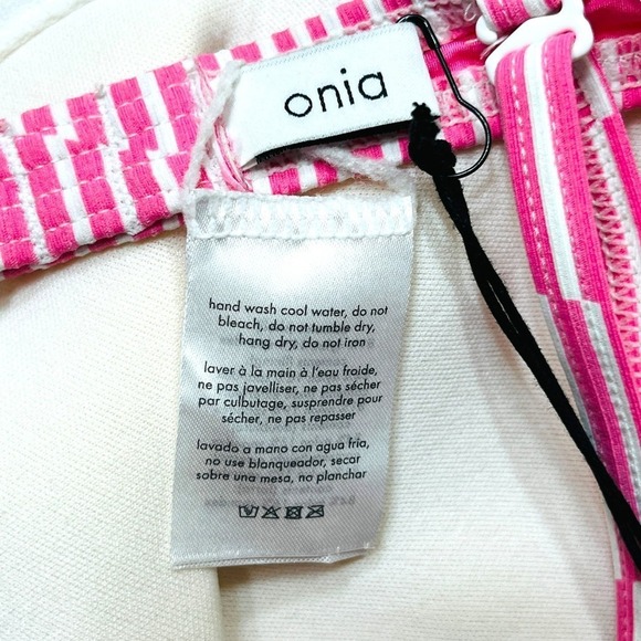 Onia NWT Dalia Pink and White Broken Striped Underwire Demi Cup Bikini Top Large - Picture 8 of 15